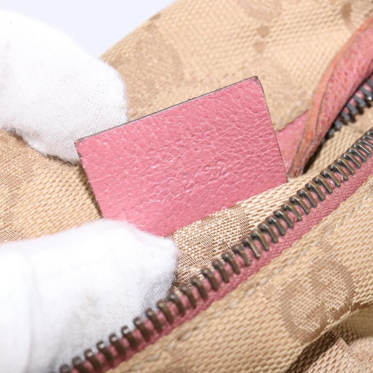 GUCCI GG Canvas Sherry Line Waist Bag Beige Pink Silver 28566 Auth 144532