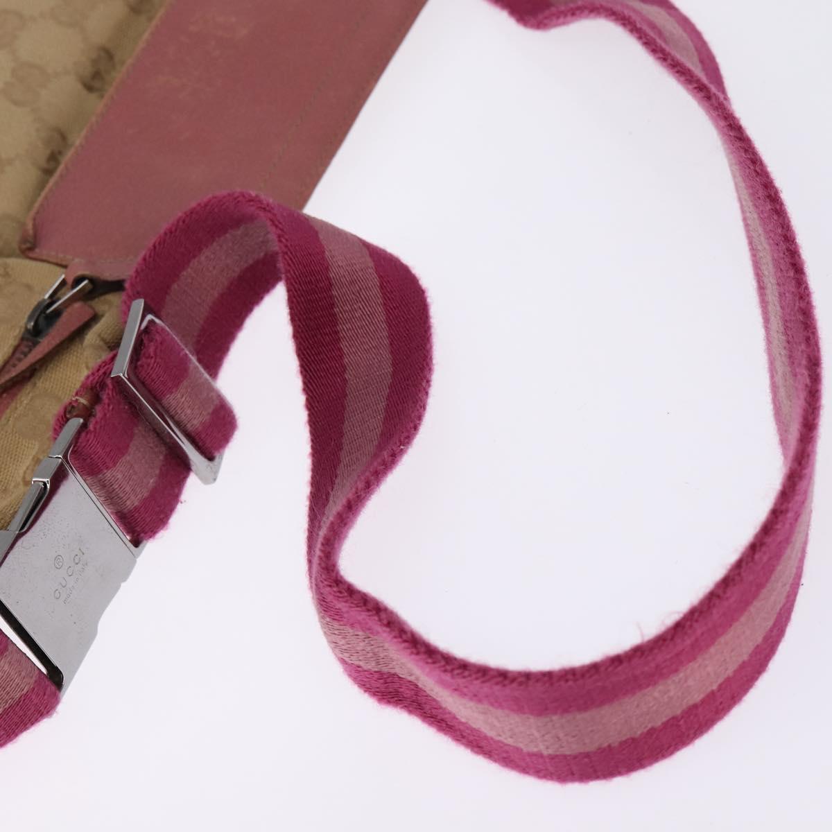 GUCCI GG Canvas Sherry Line Waist Bag Beige Pink Silver 28566 Auth 144532