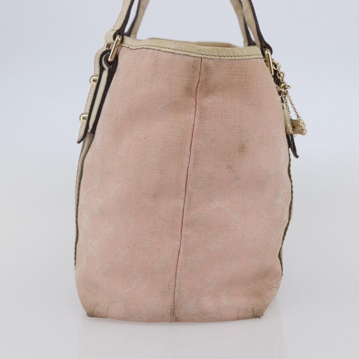 GUCCI GG Canvas Sherry Line Tote Bag Pink Gold 137396 Auth 144533