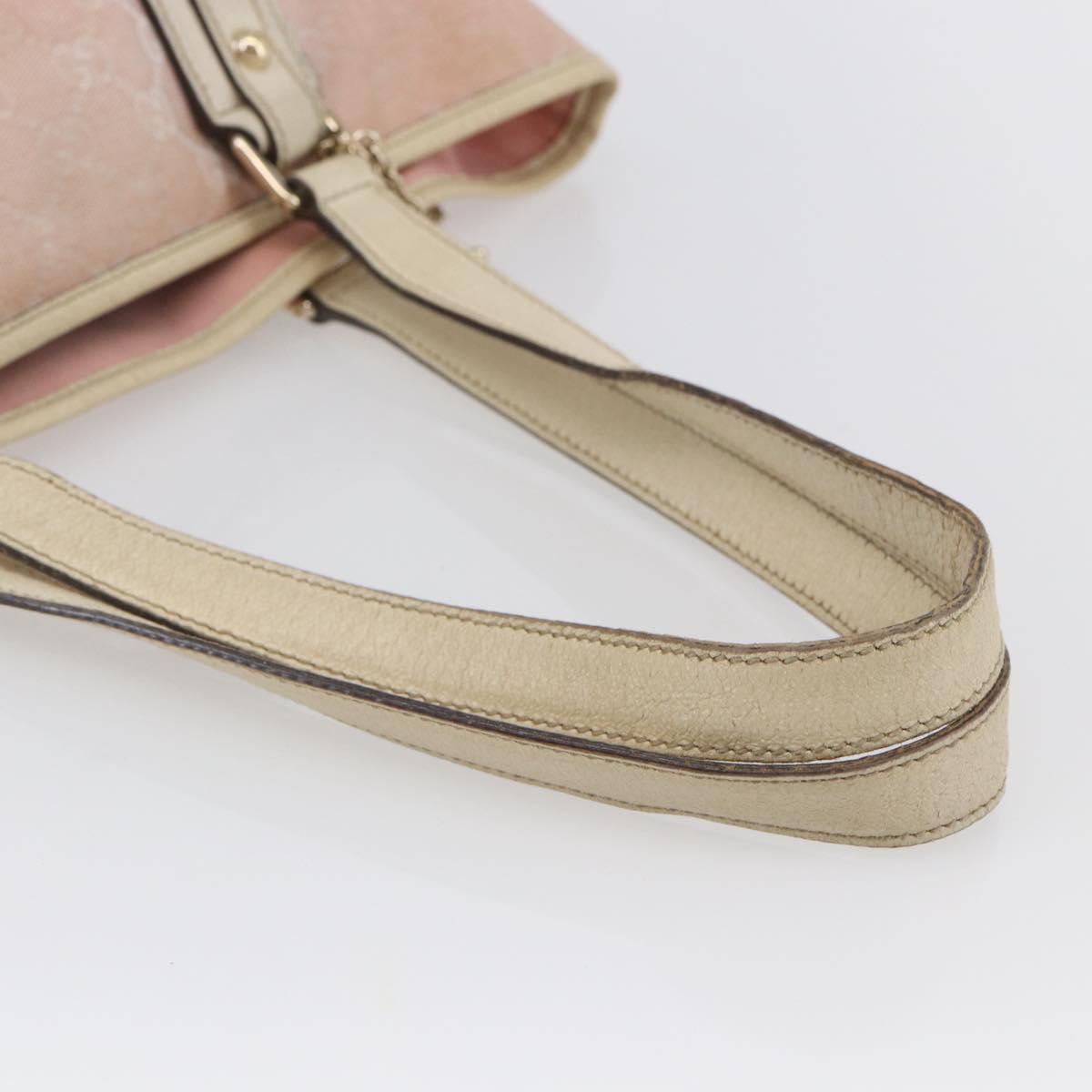 GUCCI GG Canvas Sherry Line Tote Bag Pink Gold 137396 Auth 144533