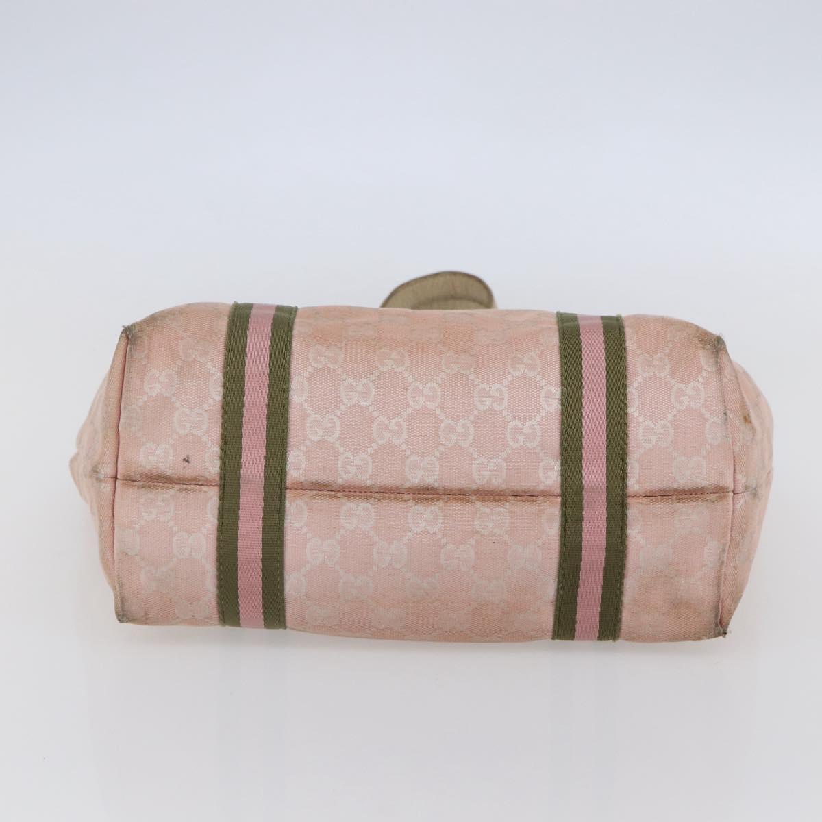 GUCCI GG Canvas Sherry Line Tote Bag Pink Gold 137396 Auth 144533
