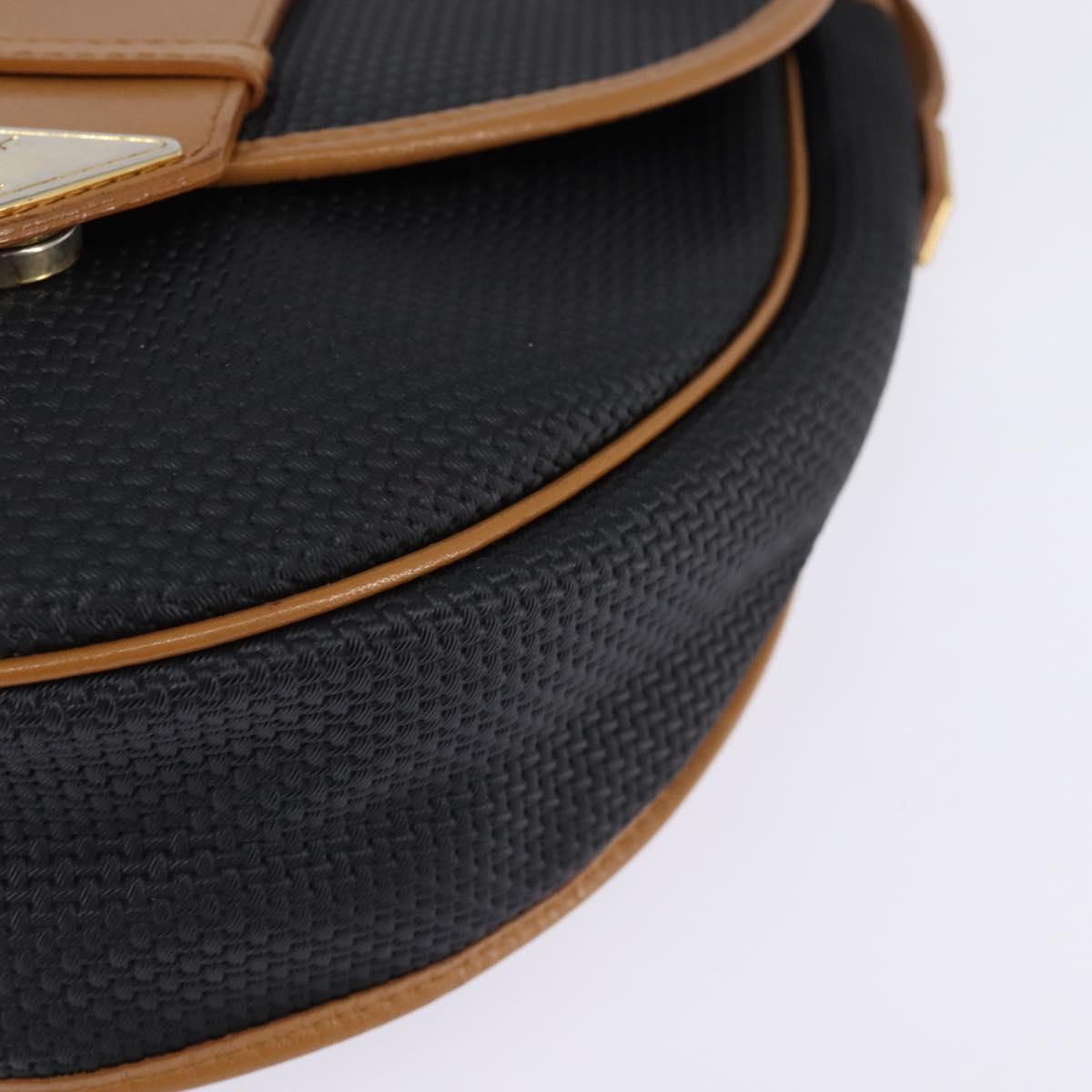 SAINT LAURENT Shoulder Bag Coated Canvas Black Brown gold Auth 144544