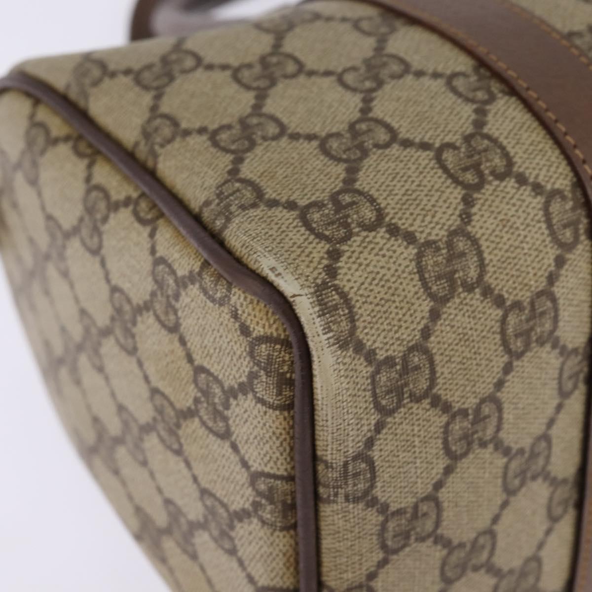 GUCCI GG Supreme Web Sherry Line Hand Bag PVC Beige Gold Auth 144545