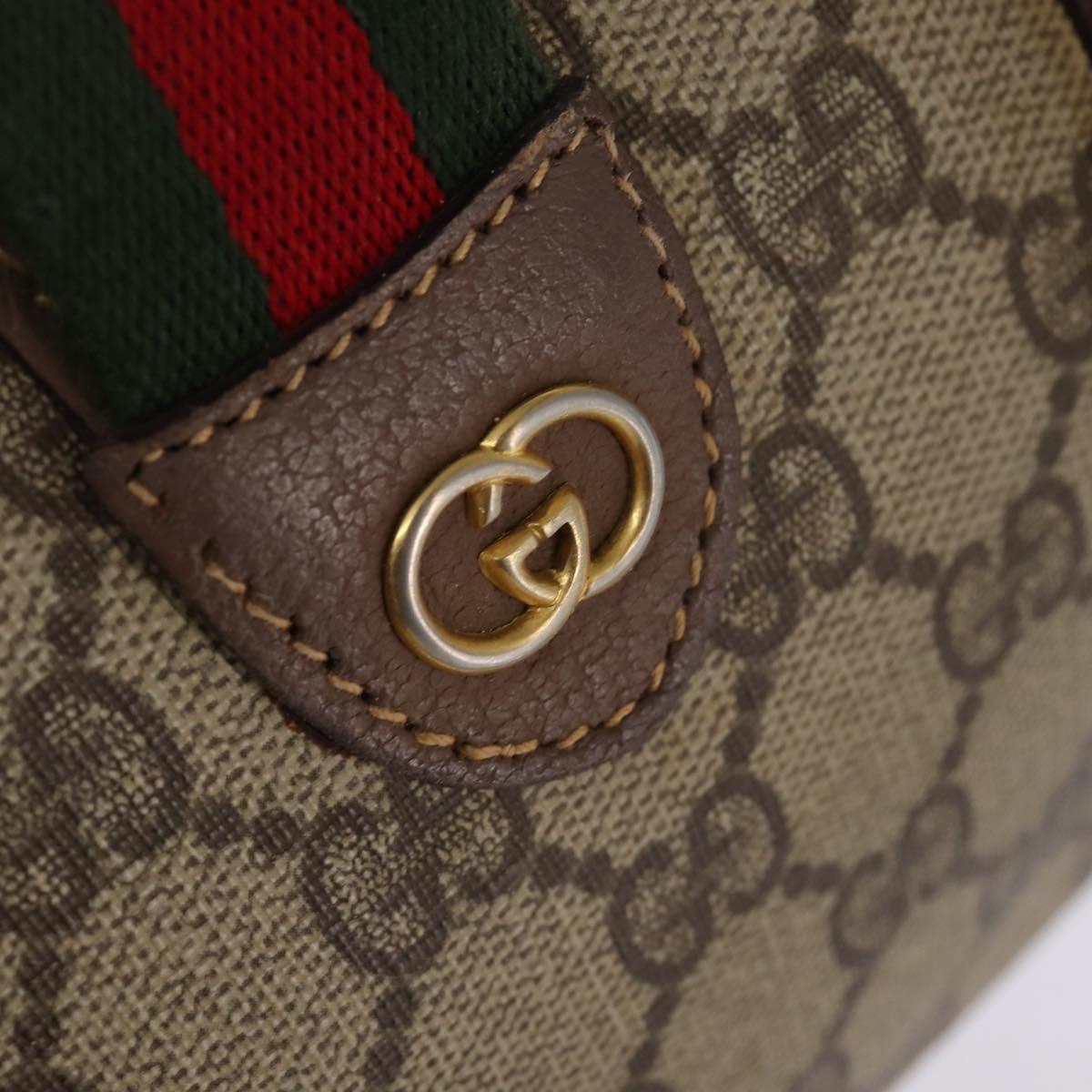 GUCCI GG Supreme Web Sherry Line Hand Bag PVC Beige Gold Auth 144545