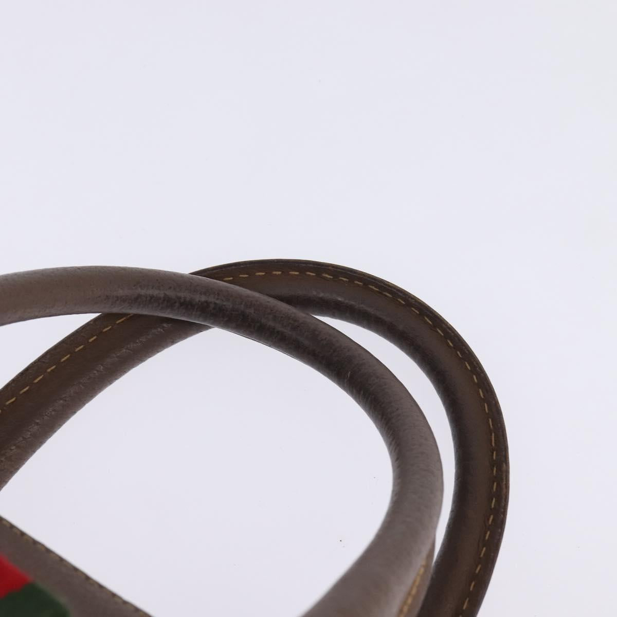 GUCCI GG Supreme Web Sherry Line Hand Bag PVC Beige Gold Auth 144545