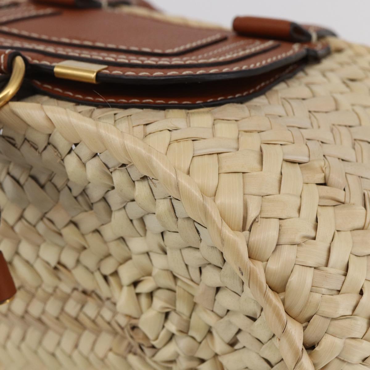 Chloe Mercy Tote Bag Raffia Leather Beige Brown Auth 144547V