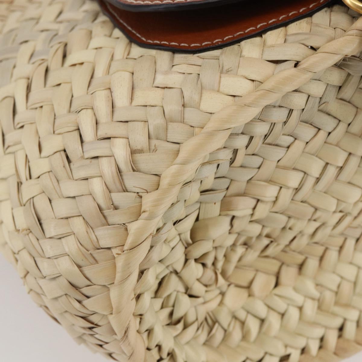 Chloe Mercy Tote Bag Raffia Leather Beige Brown Auth 144547V