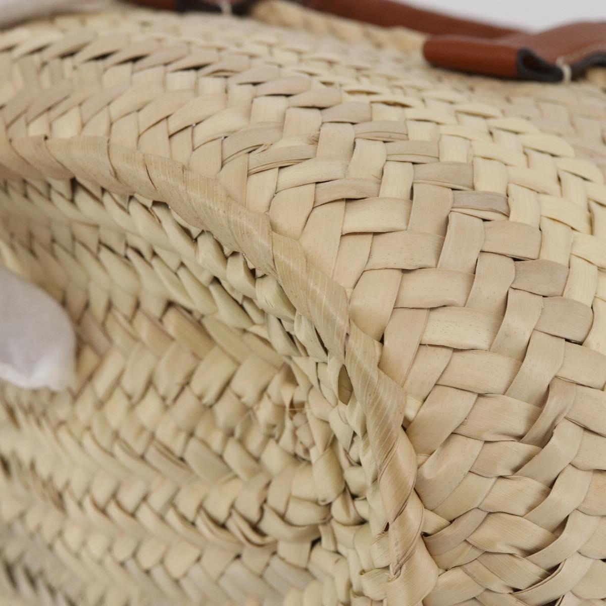 Chloe Mercy Tote Bag Raffia Leather Beige Brown Auth 144547V