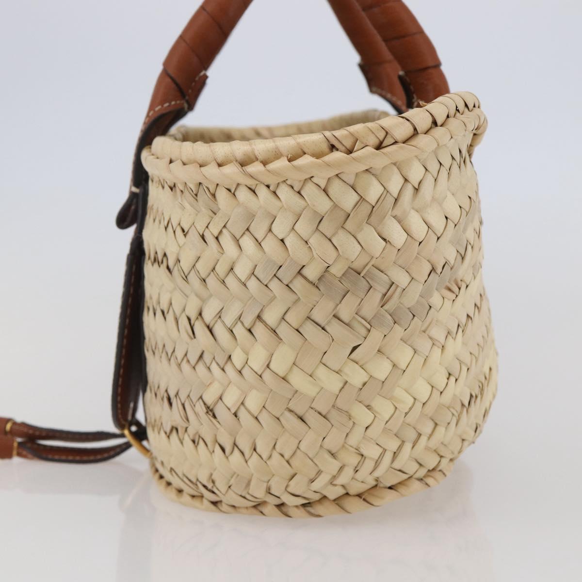 Chloe Mercy Tote Bag Raffia Leather Beige Brown Auth 144547V