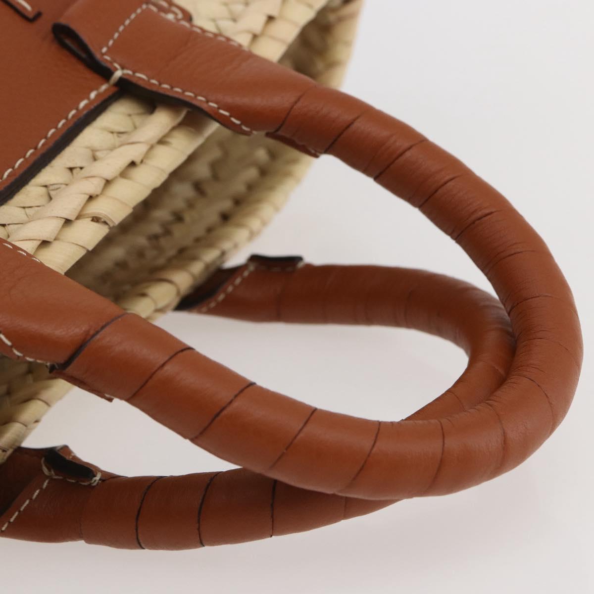 Chloe Mercy Tote Bag Raffia Leather Beige Brown Auth 144547V