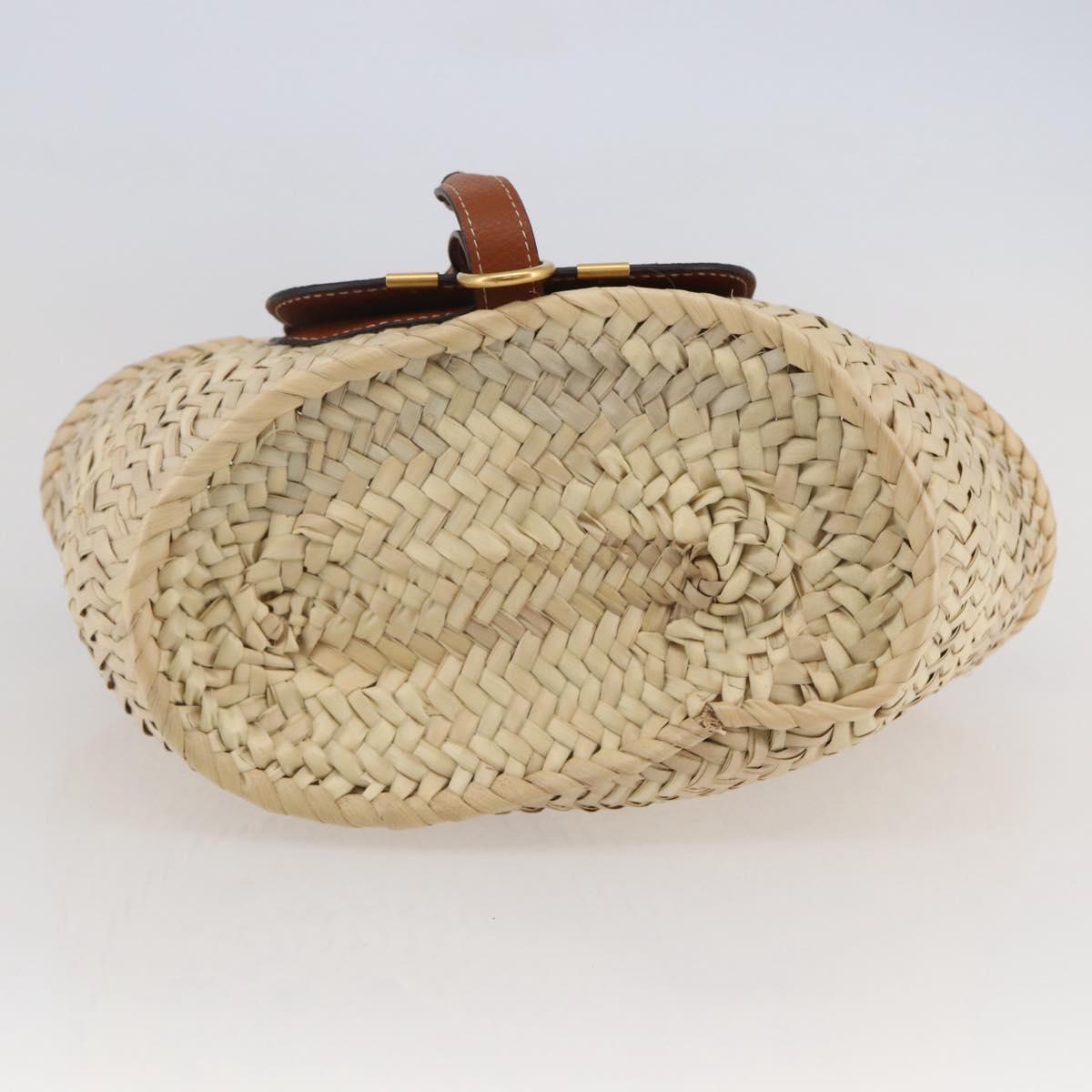 Chloe Mercy Tote Bag Raffia Leather Beige Brown Auth 144547V