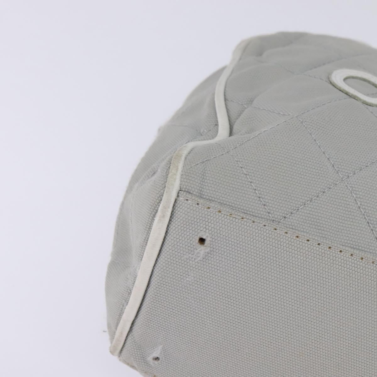 CHANEL Matelasse Hand Bag Canvas Gray Silver CC Auth 144564