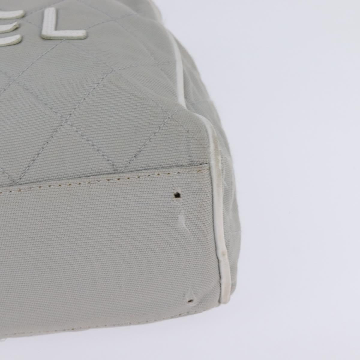 CHANEL Matelasse Hand Bag Canvas Gray Silver CC Auth 144564