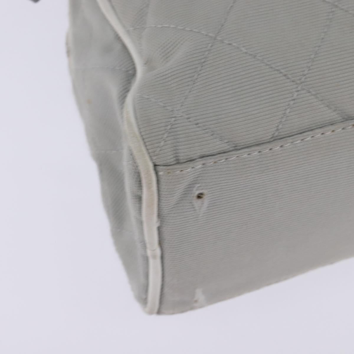 CHANEL Matelasse Hand Bag Canvas Gray Silver CC Auth 144564