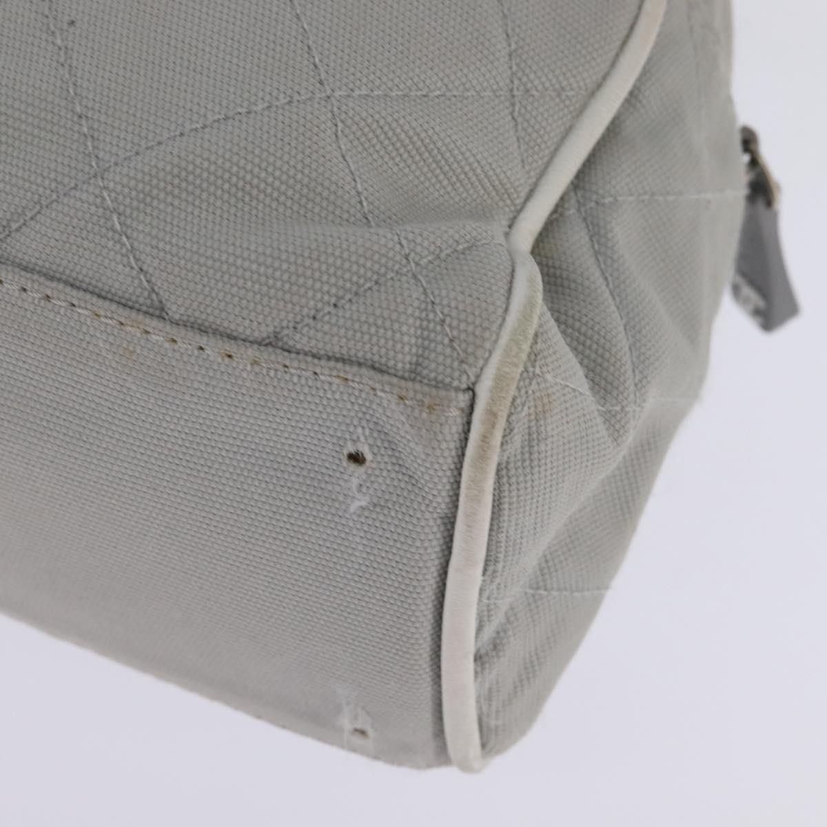 CHANEL Matelasse Hand Bag Canvas Gray Silver CC Auth 144564