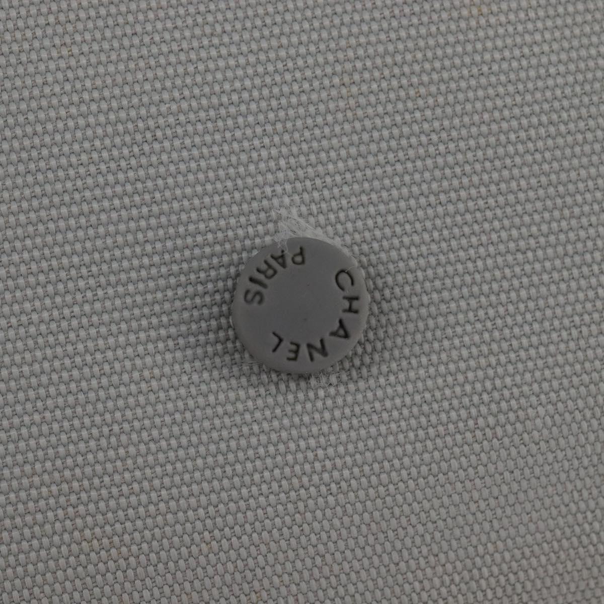 CHANEL Matelasse Hand Bag Canvas Gray Silver CC Auth 144564