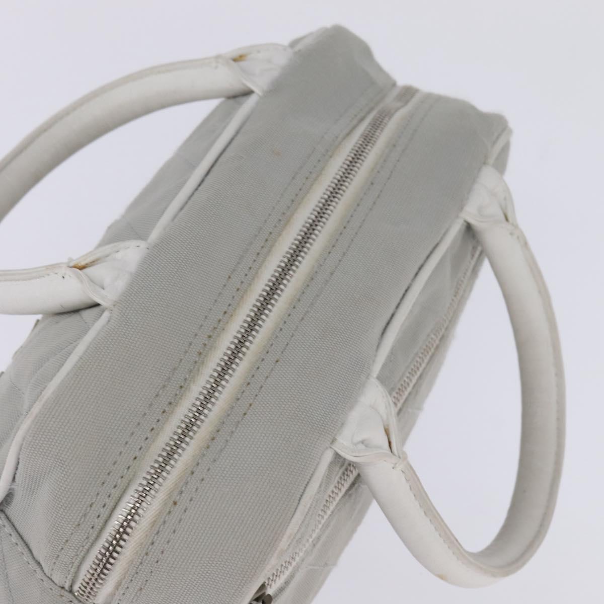 CHANEL Matelasse Hand Bag Canvas Gray Silver CC Auth 144564
