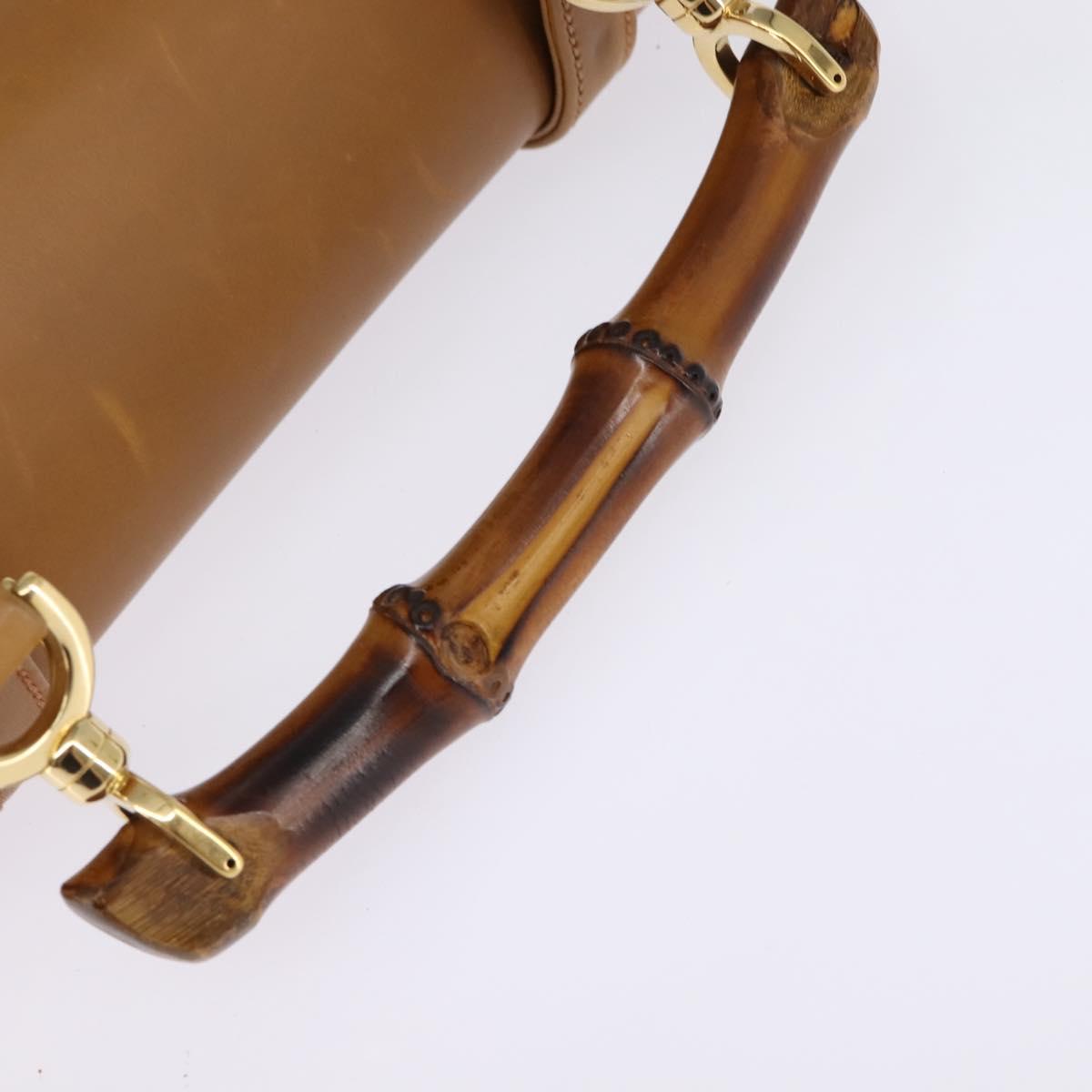 GUCCI Bamboo Hand Bag Leather Brown Gold 000 113 0231 Auth 144565