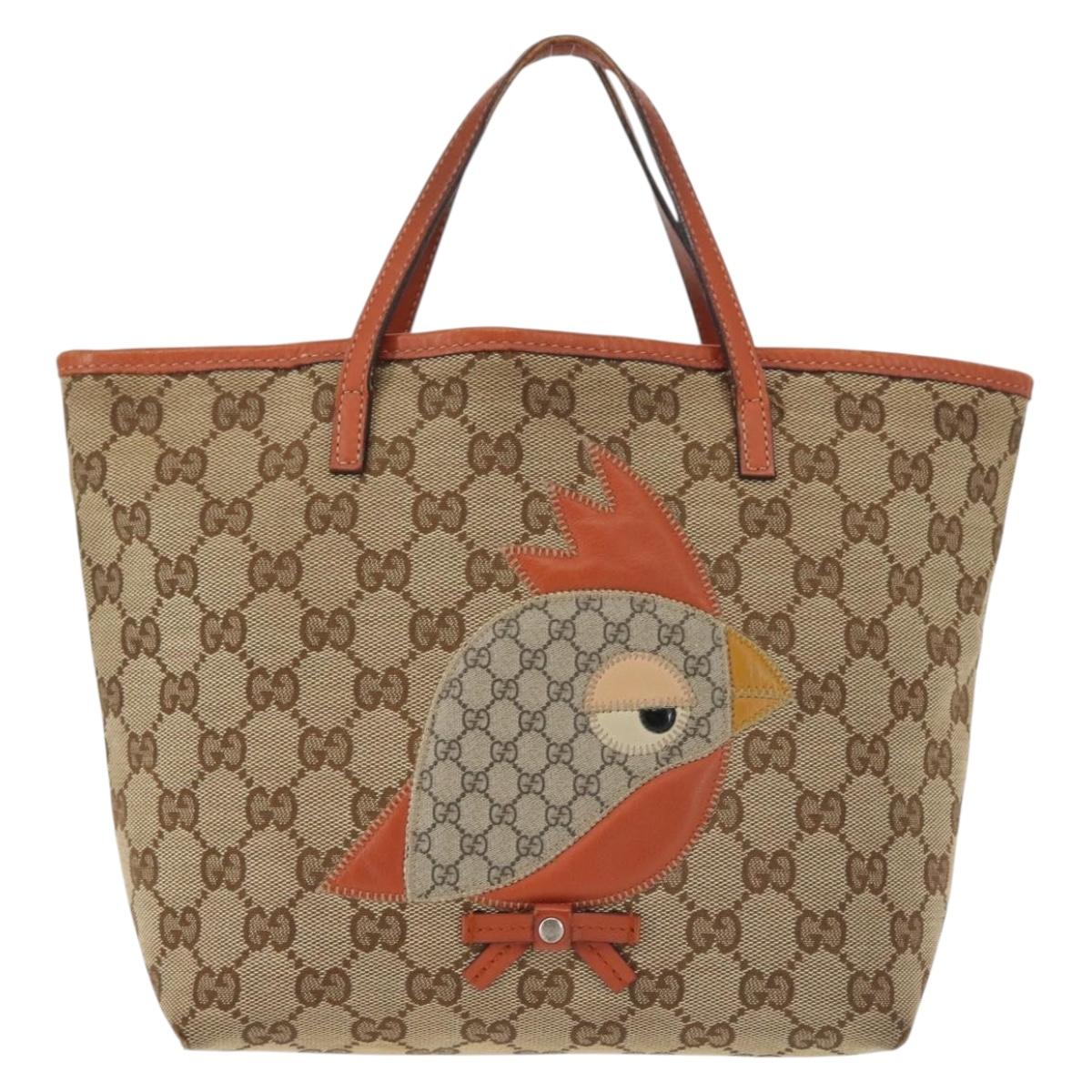 GUCCI GG Canvas Hand Bag Beige Silver 271101 Auth 144566