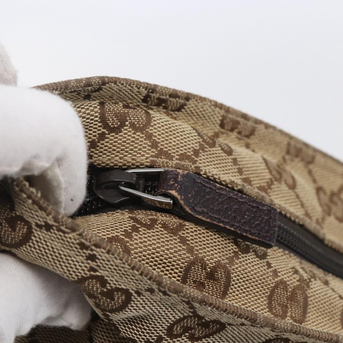 GUCCI GG Canvas Web Sherry Line Shoulder Bag Beige Silver 189751 Auth 144567