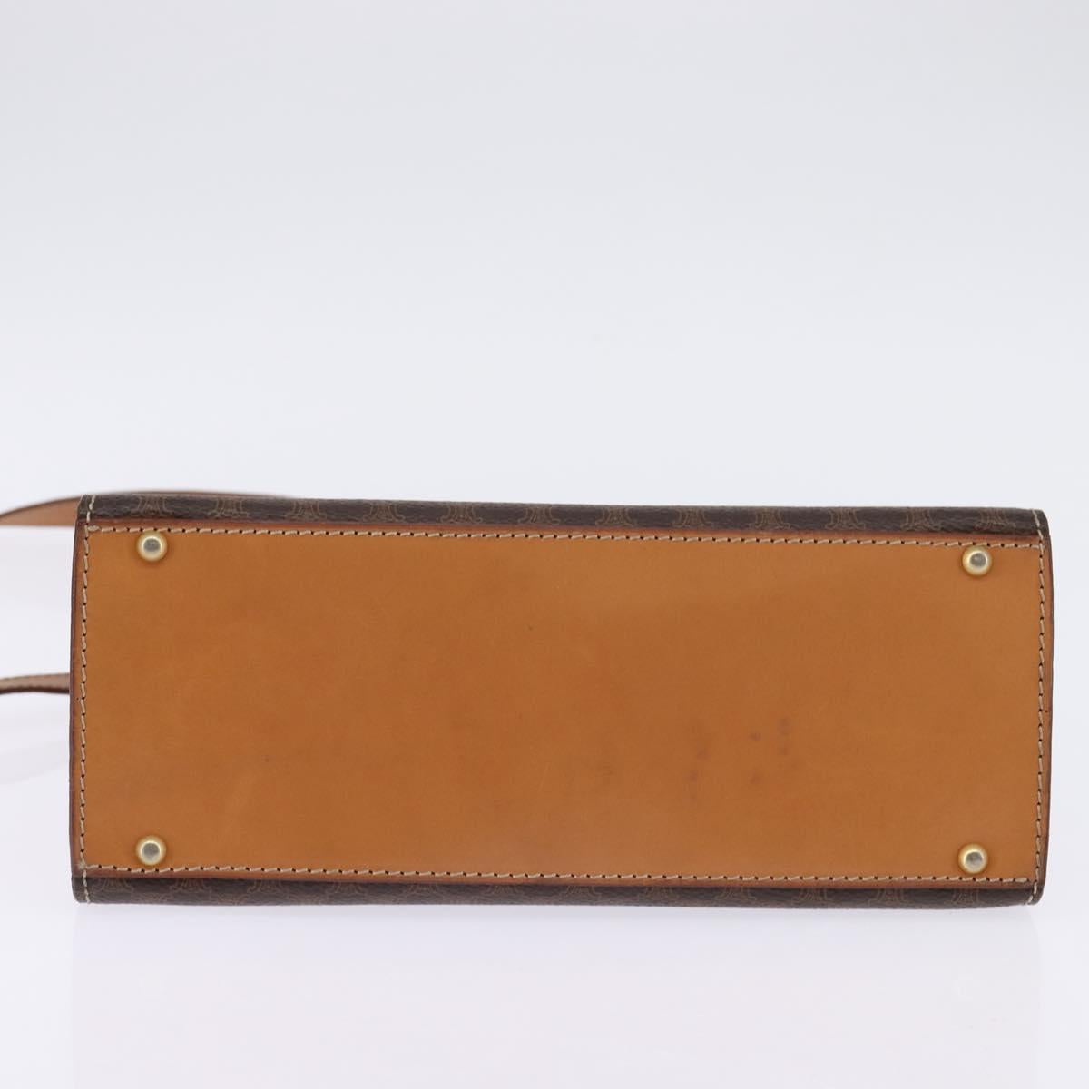 CELINE Macadam Canvas Hand Bag PVC Leather 2way Brown Gold Auth 144580