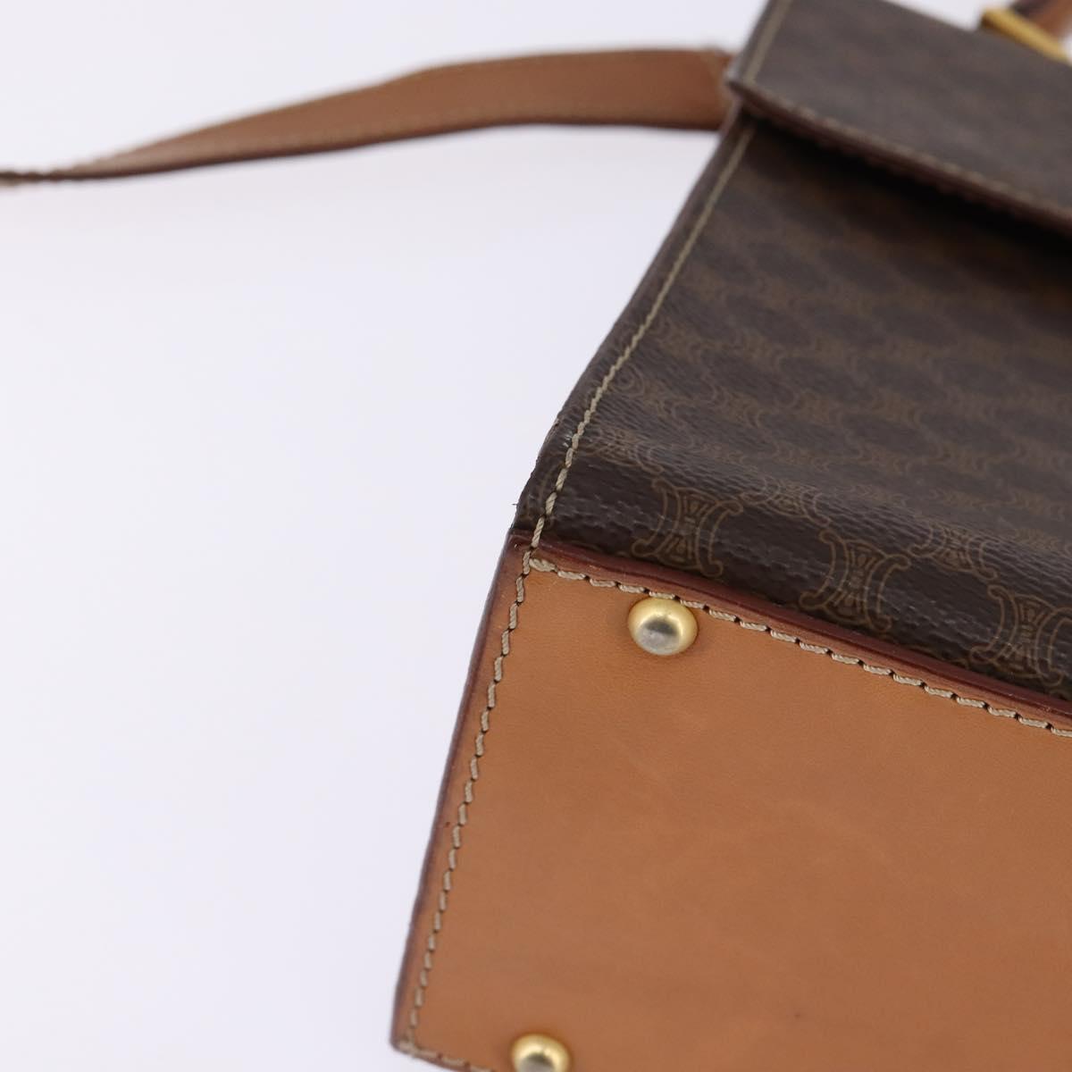 CELINE Macadam Canvas Hand Bag PVC Leather 2way Brown Gold Auth 144580