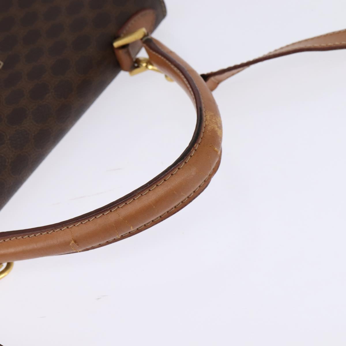 CELINE Macadam Canvas Hand Bag PVC Leather 2way Brown Gold Auth 144580