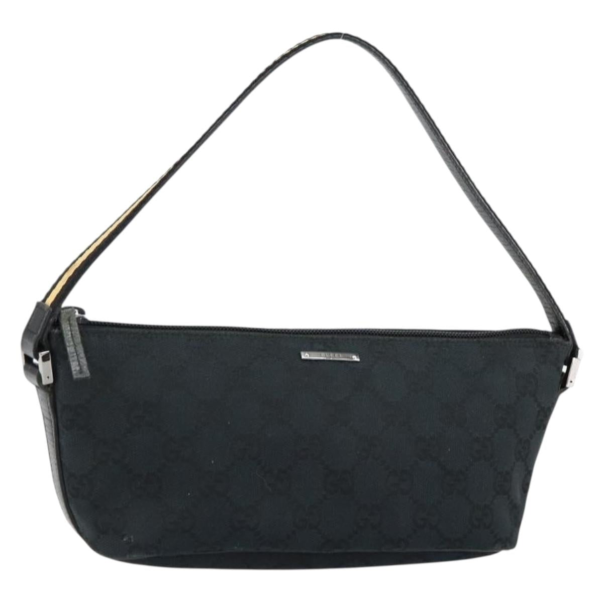 GUCCI GG Canvas Sherry Line Accessory Pouch Black 141809 Auth 144582