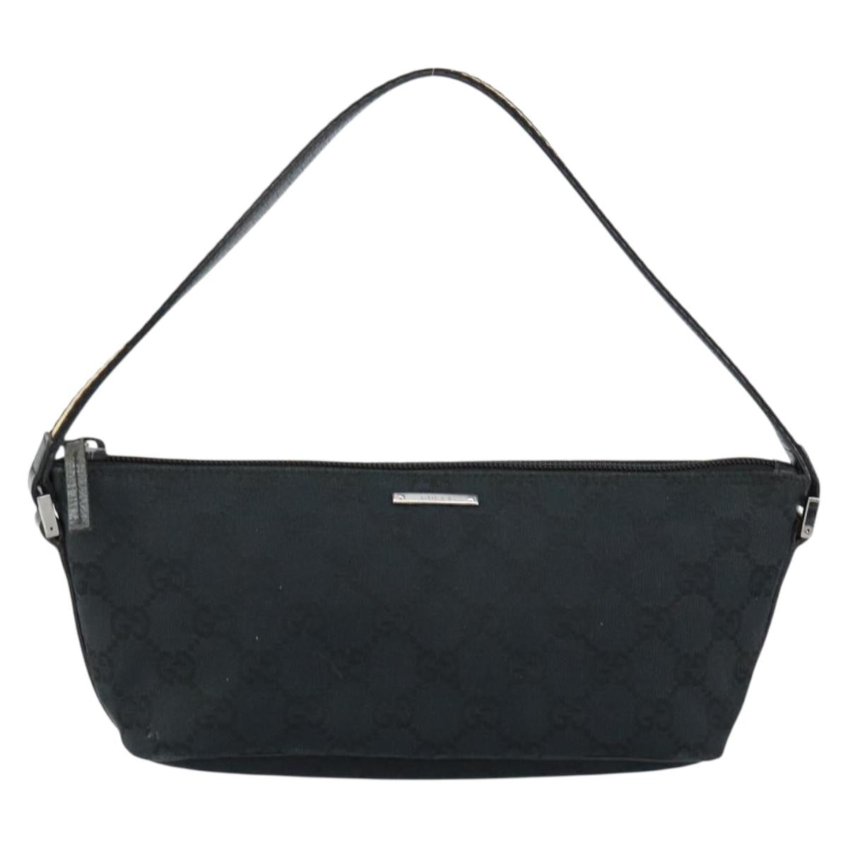 GUCCI GG Canvas Sherry Line Accessory Pouch Black 141809 Auth 144582