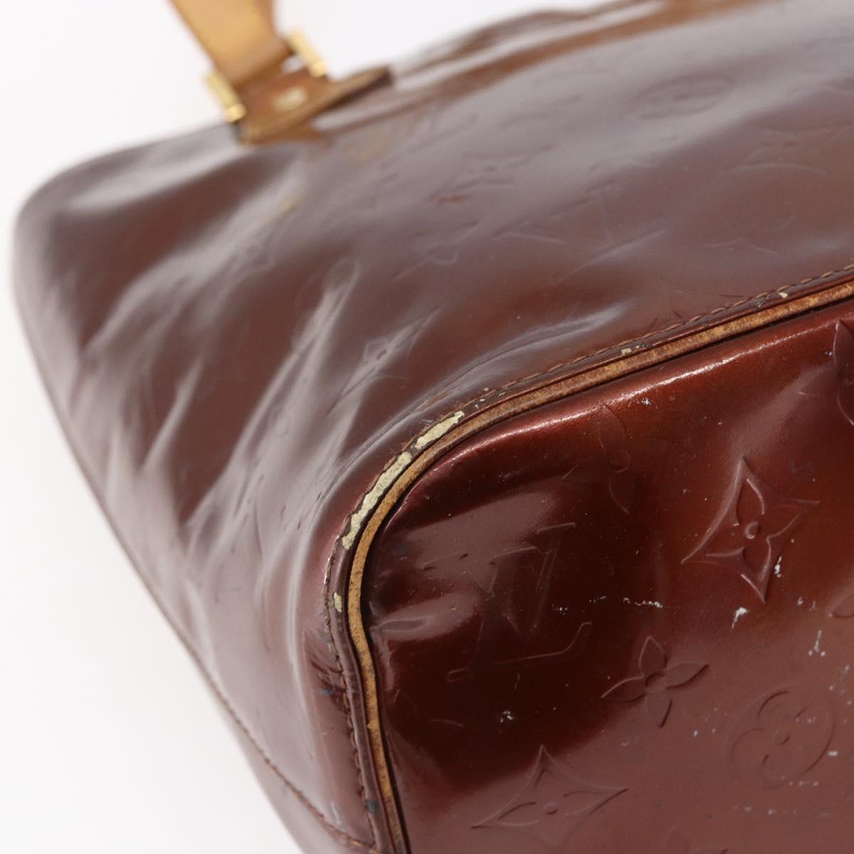 LOUIS VUITTON Monogram Vernis Houston Hand Bag Bronze M91122 LV Auth 144595