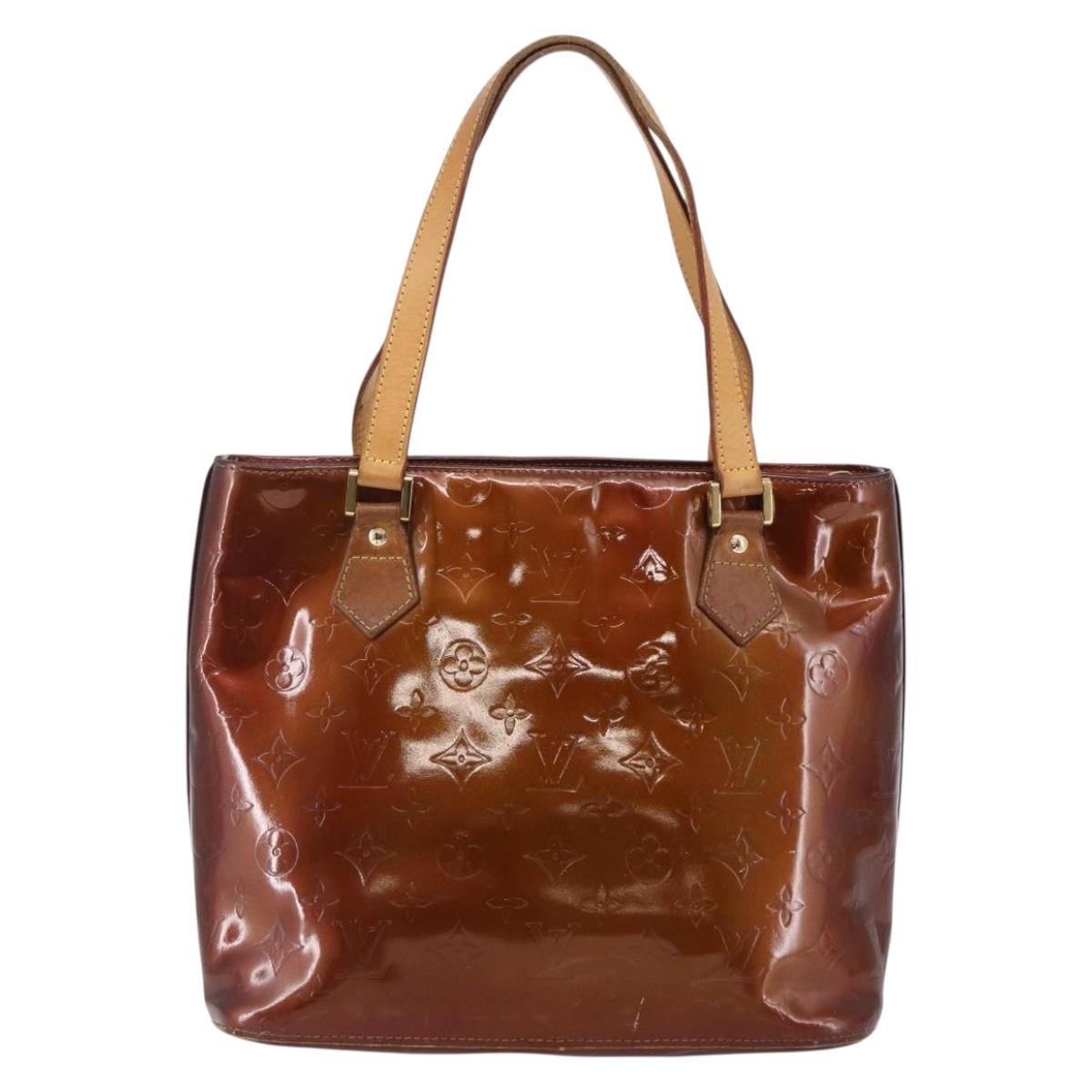 LOUIS VUITTON Monogram Vernis Houston Hand Bag Bronze M91122 LV Auth 144595