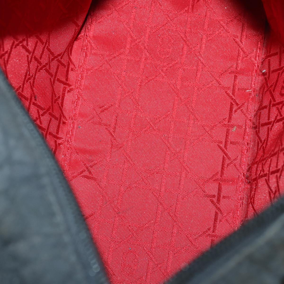 Christian Dior Lady Dior Canage Hand Bag Nylon Black Gold Auth 144597