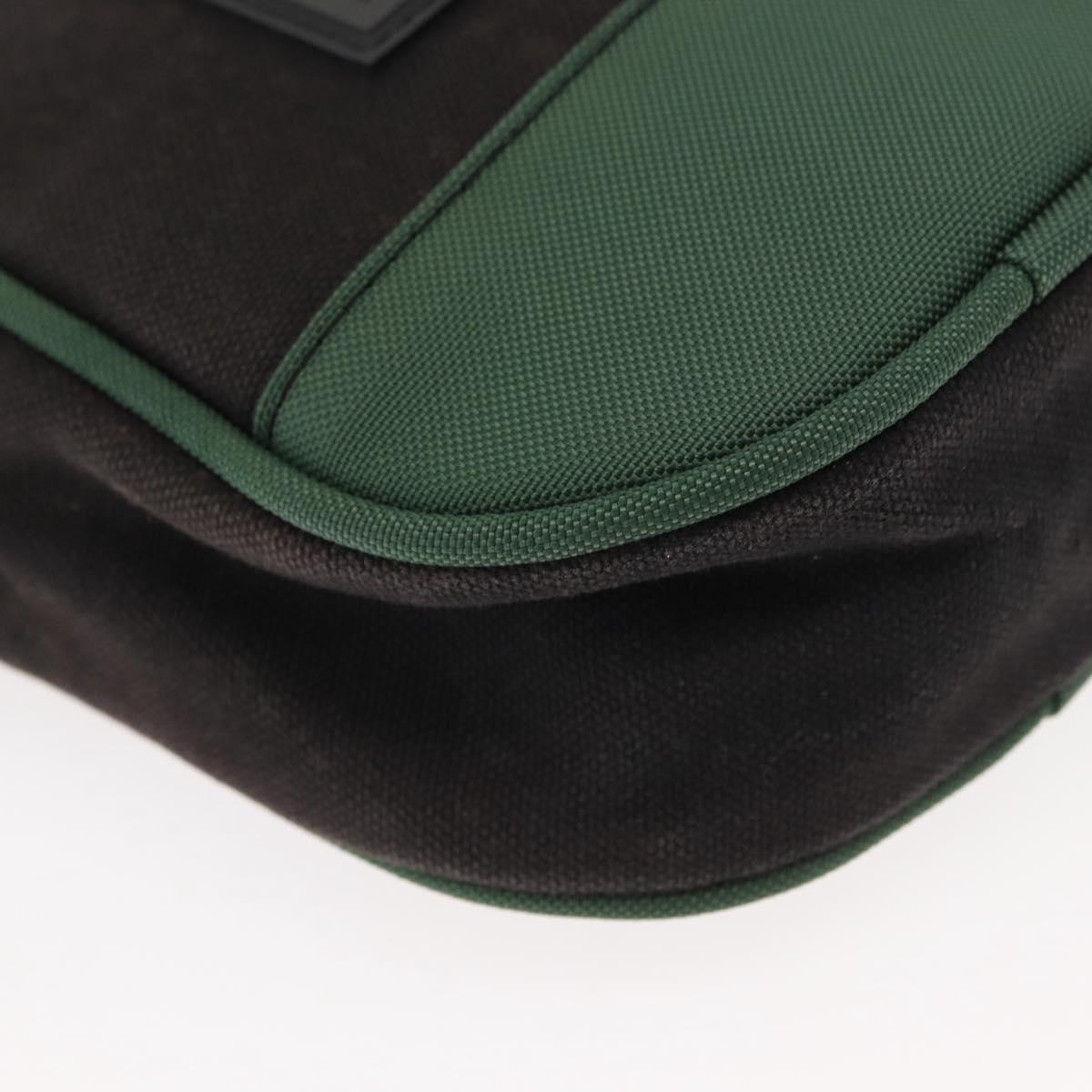 CHANEL Sports COCO Mark Shoulder Bag Canvas Black Green CC Auth 144599