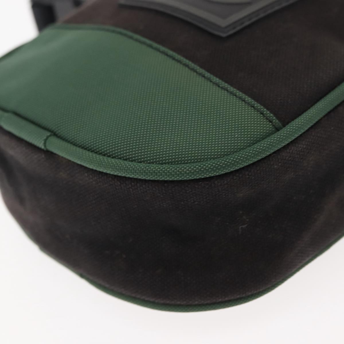 CHANEL Sports COCO Mark Shoulder Bag Canvas Black Green CC Auth 144599