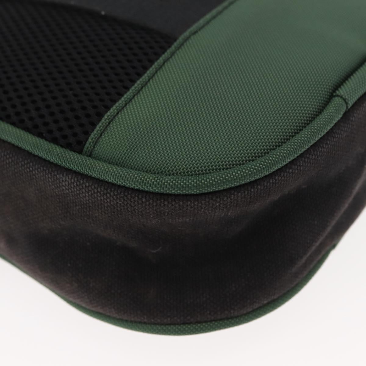 CHANEL Sports COCO Mark Shoulder Bag Canvas Black Green CC Auth 144599