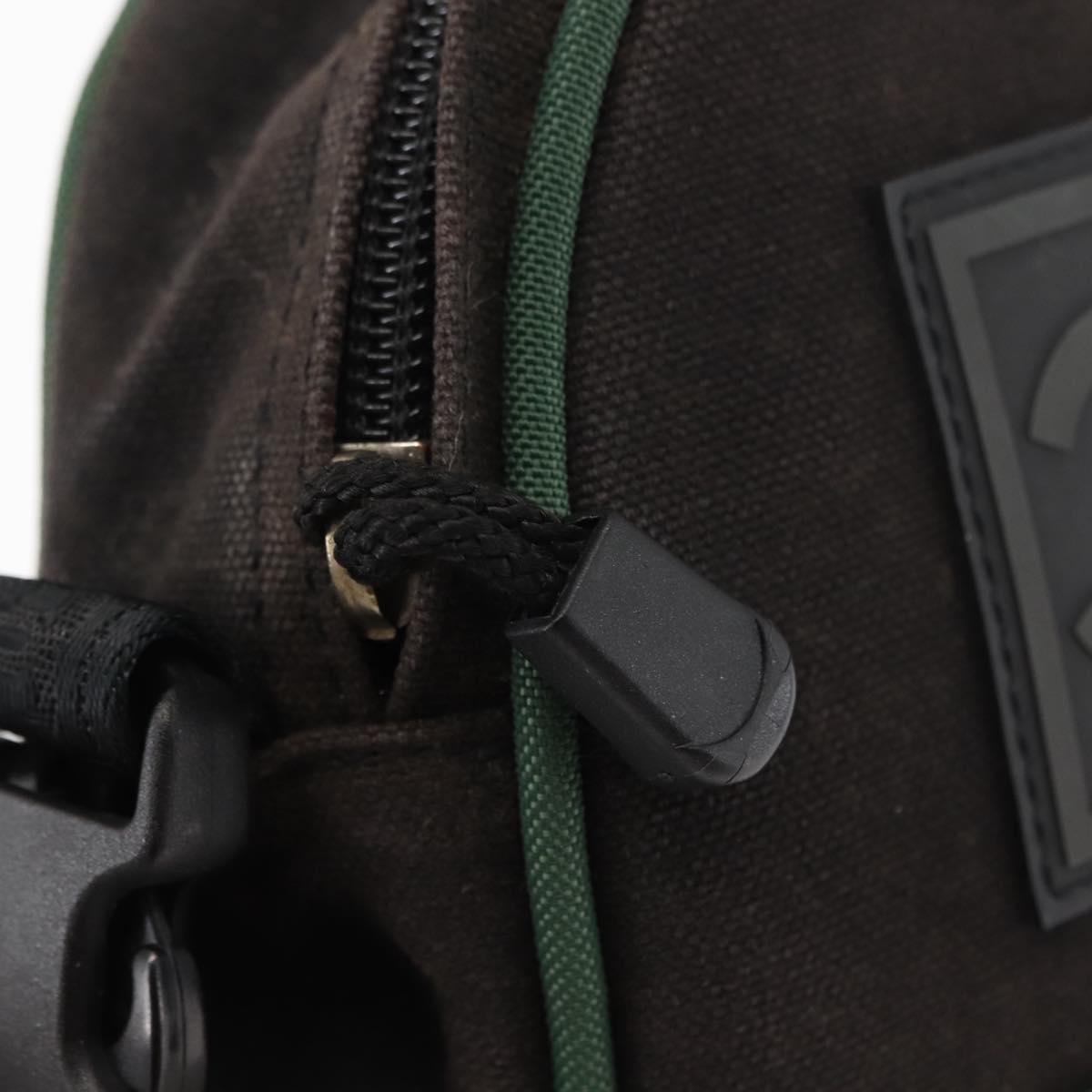 CHANEL Sports COCO Mark Shoulder Bag Canvas Black Green CC Auth 144599