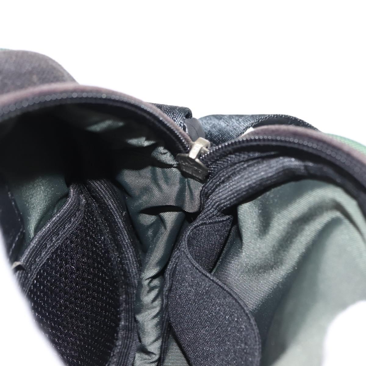 CHANEL Sports COCO Mark Shoulder Bag Canvas Black Green CC Auth 144599