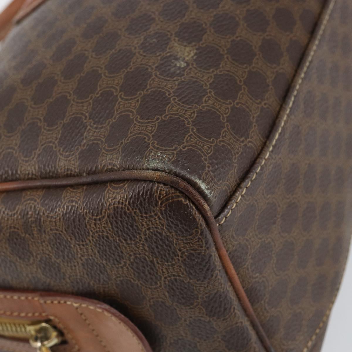 CELINE Macadam Canvas Hand Bag PVC Leather Brown Gold Auth 144603