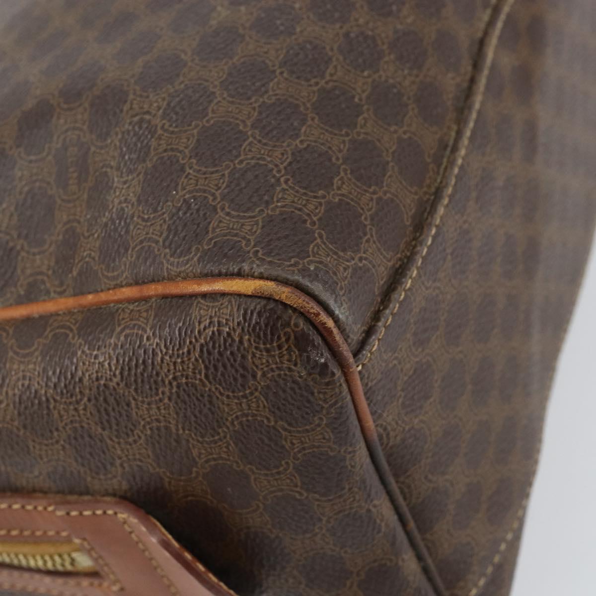 CELINE Macadam Canvas Hand Bag PVC Leather Brown Gold Auth 144603