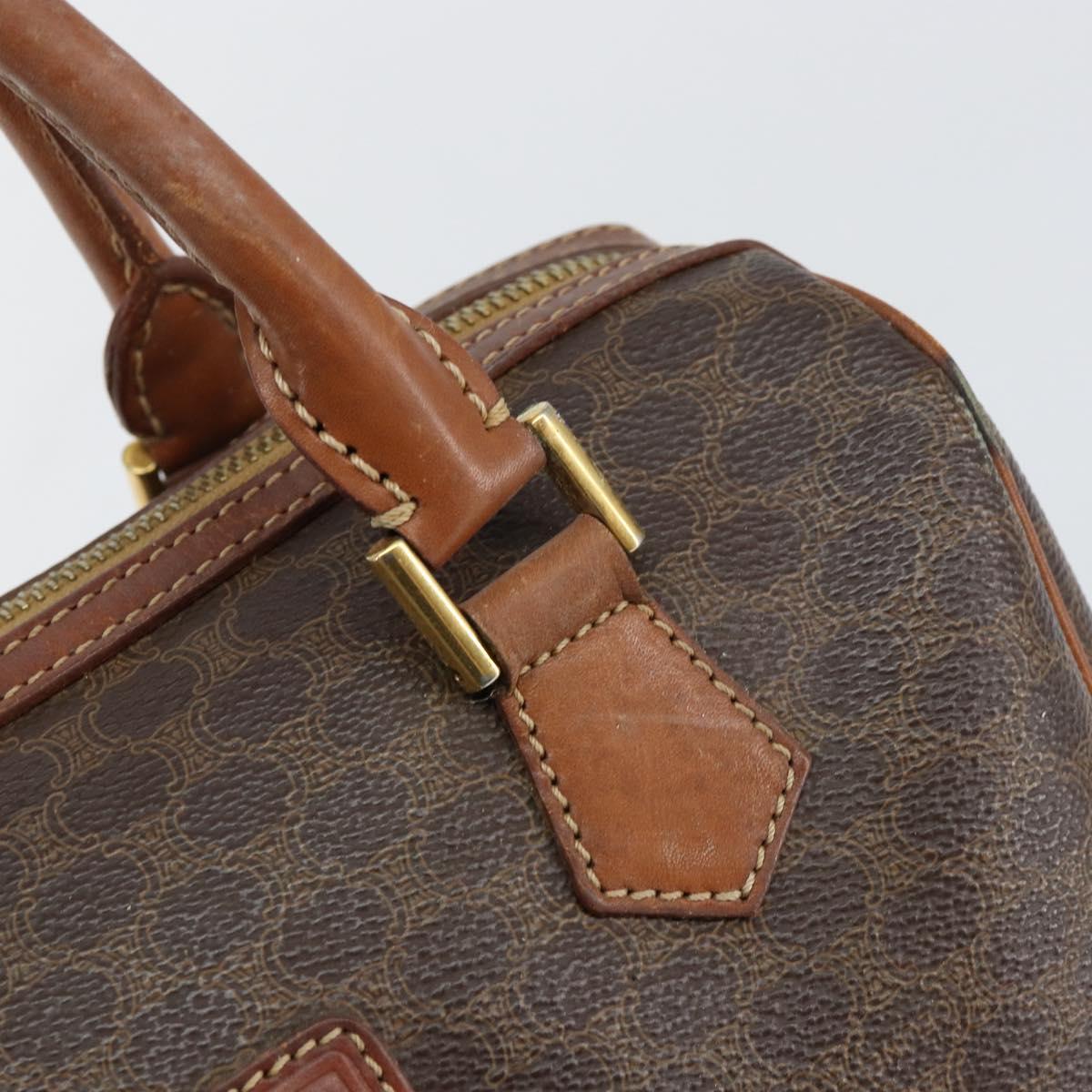 CELINE Macadam Canvas Hand Bag PVC Leather Brown Gold Auth 144603