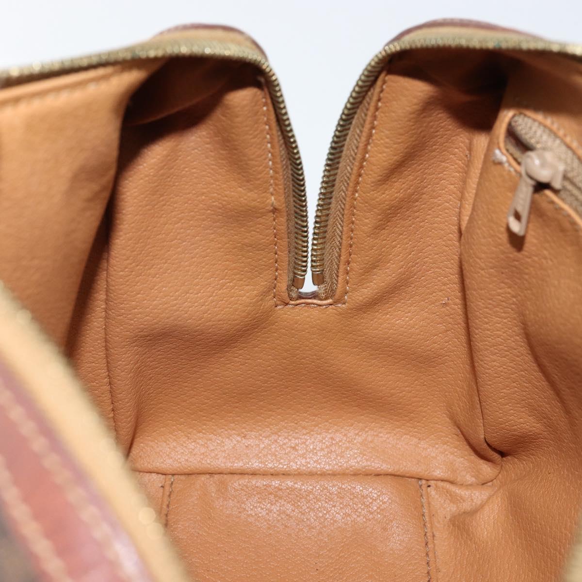 CELINE Macadam Canvas Hand Bag PVC Leather Brown Gold Auth 144603