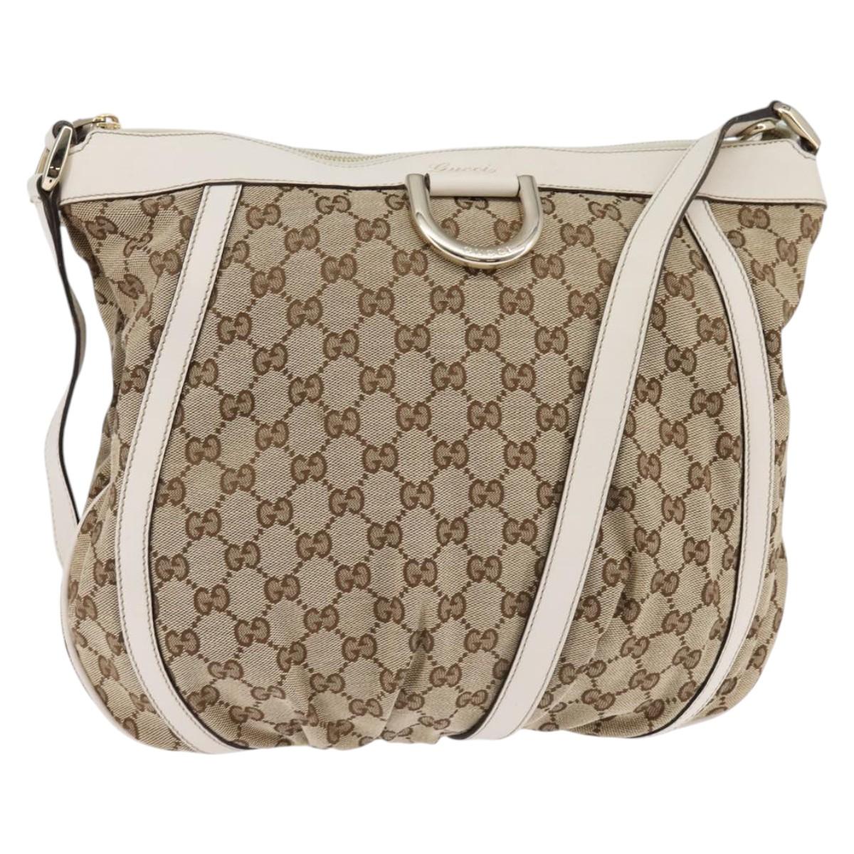 GUCCI GG Canvas Abbey Shoulder Bag Beige Gold 204940 Auth 144608