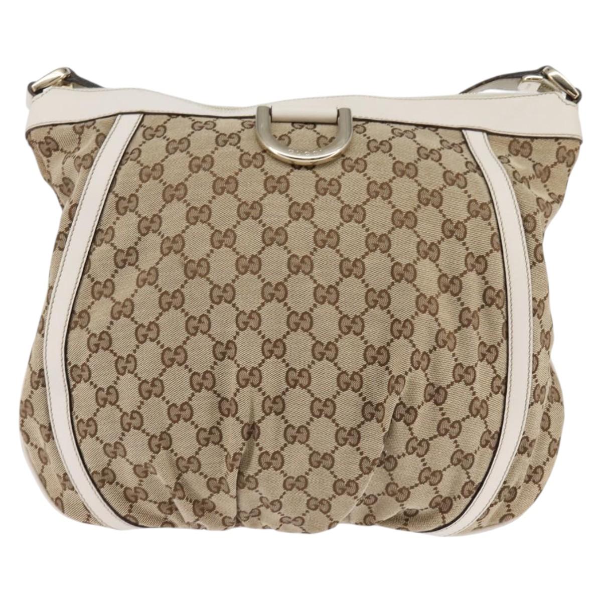 GUCCI GG Canvas Abbey Shoulder Bag Beige Gold 204940 Auth 144608