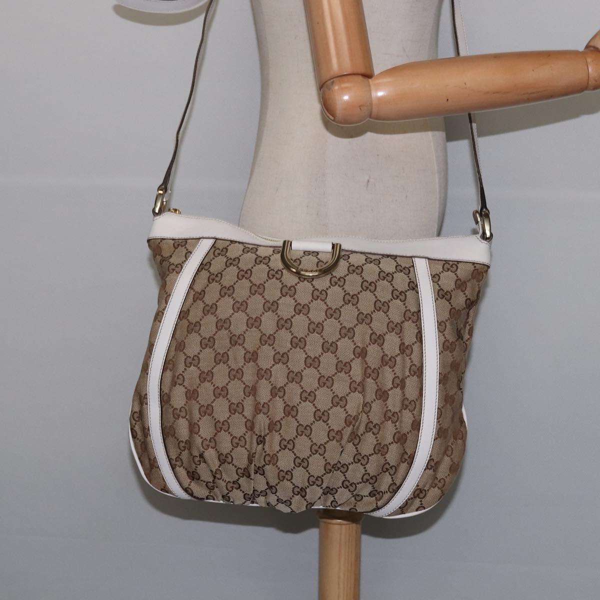 GUCCI GG Canvas Abbey Shoulder Bag Beige Gold 204940 Auth 144608