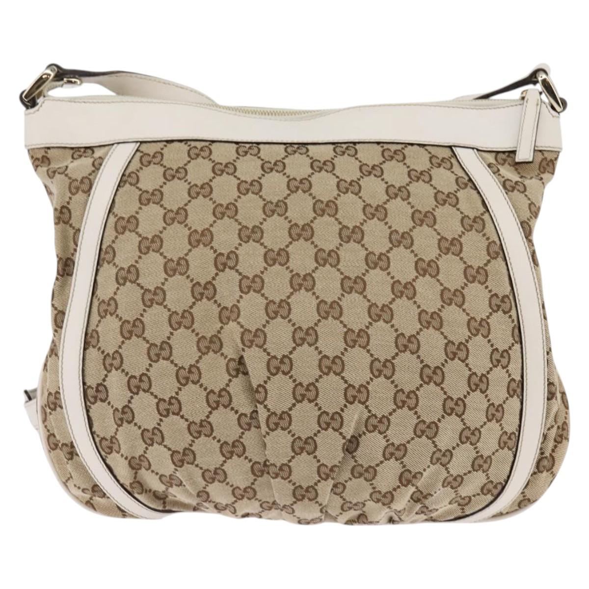 GUCCI GG Canvas Abbey Shoulder Bag Beige Gold 204940 Auth 144608