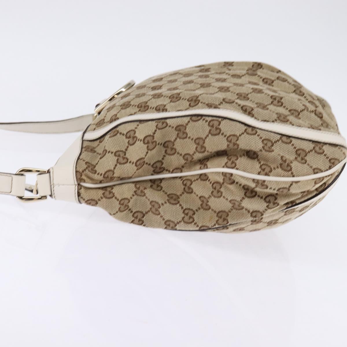 GUCCI GG Canvas Abbey Shoulder Bag Beige Gold 204940 Auth 144608