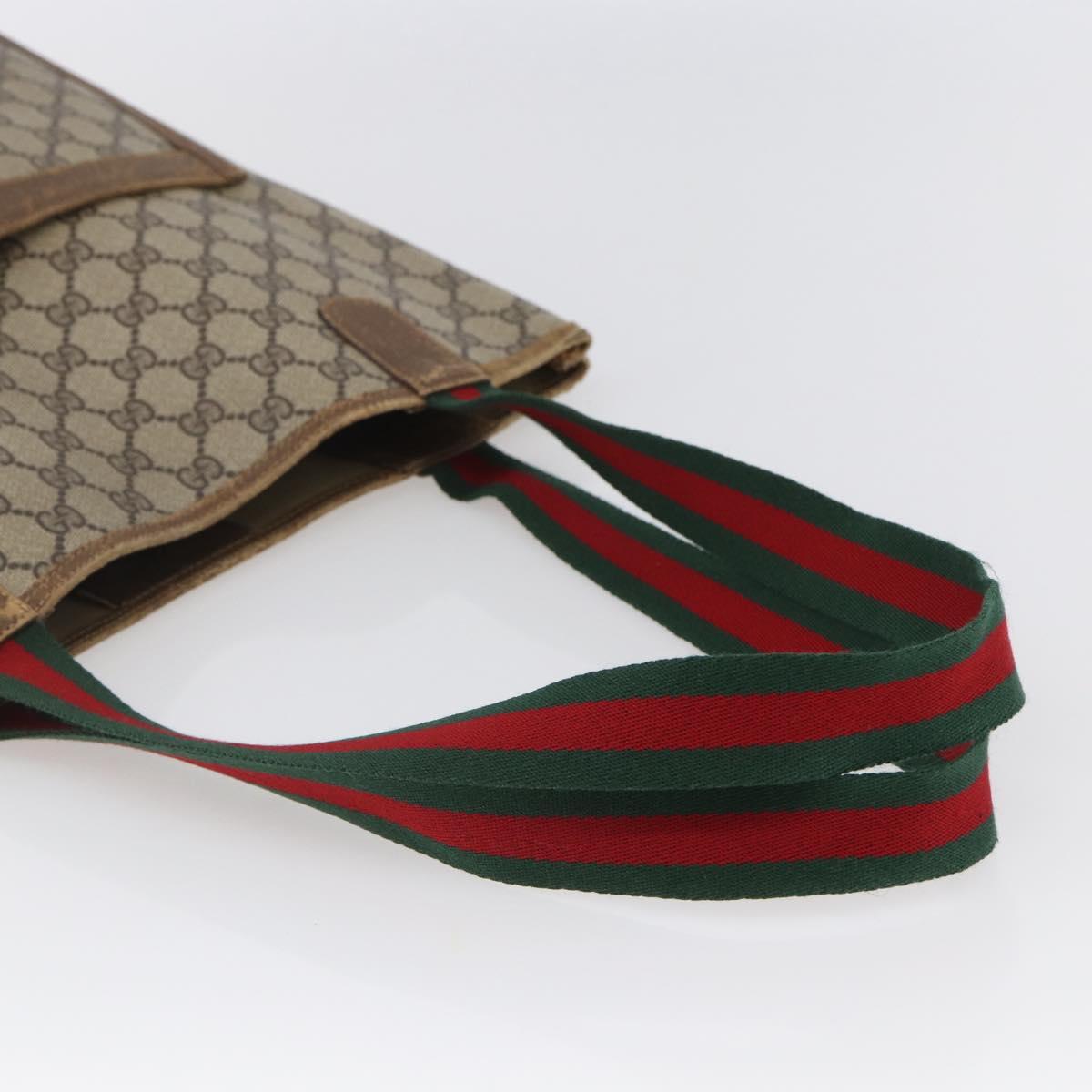 GUCCI GG Supreme Web Sherry Line Tote Bag PVC Beige Red 40 02 003 Auth 144609