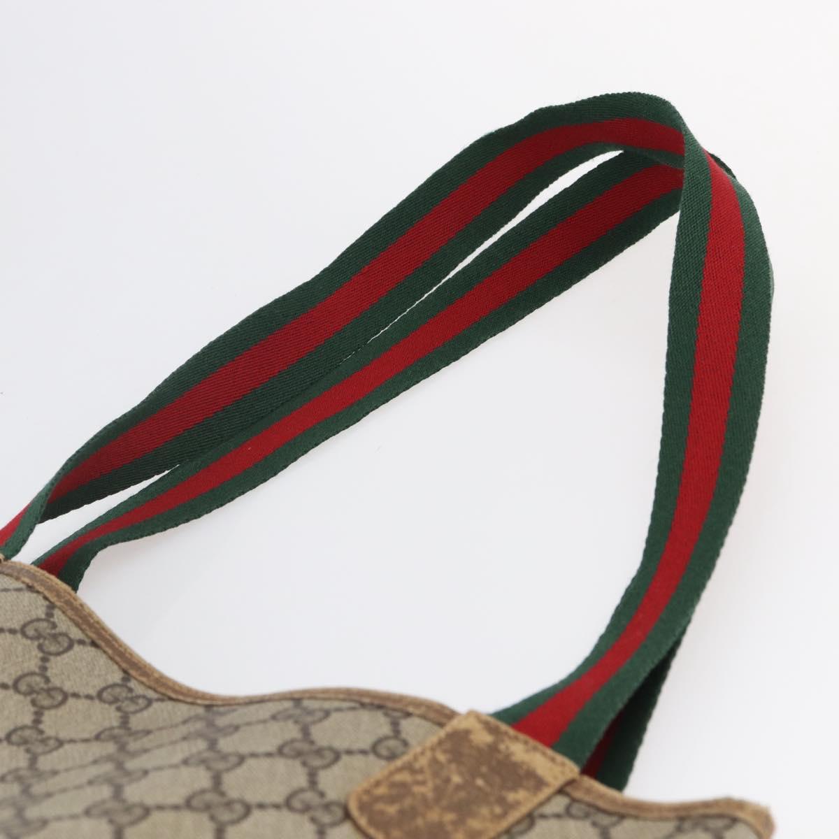 GUCCI GG Supreme Web Sherry Line Tote Bag PVC Beige Red 40 02 003 Auth 144609