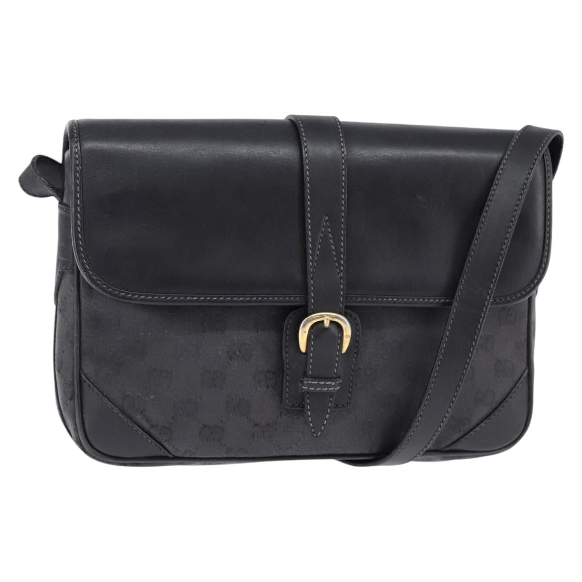 GUCCI GG Canvas Shoulder Bag Black Gold 001 261 0613 Auth 144610