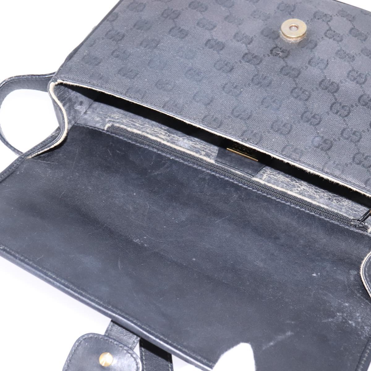 GUCCI GG Canvas Shoulder Bag Black Gold 001 261 0613 Auth 144610